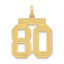 14K Gold Satin Finish Number 80 Charm Medium Brushed