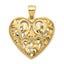 14K Gold Polished Diamond-Cut 3D Filigree Heart Pendant