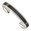 Stainless Steel Polished with Black Carbon Fiber Inlay Cuff Bangle Bracelet for Men