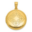 Sterling Silver Gold-plated Polished Front/Brushed Back Fancy Lace Design 20mm Round Locket