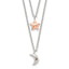 Sterling Silver Rose-Tone 2-strand Moon and Star w/1in ext Necklace