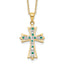 Sterling Silver Gold-Plated Diamond Emerald Cross Necklace 18 Inch