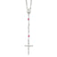Sterling Silver Rose Quartz Rosary Necklace with Polished Finish Timeless Elegance for Women