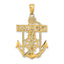 10K Polished Textured Mariners Crucifix Pendant