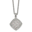 Clear & Pink CZ Square Pendant Necklace in Stainless Steel