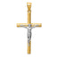 14K Two-Tone Gold Crucifix Pendant with Polished Finish Solid Design