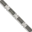 Stainless Steel Brushed with Grey Wood Inlay Link Bracelet for Men