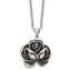 Chisel Stainless Steel Antiqued and Polished Flower Pendant on a 24 inch Cable Chain Necklace