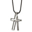 Cross Pendant Necklace in Titanium on Leather Cord