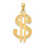14K Gold Men's Dollar Sign Pendant with Polished and Textured Finish