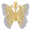 14K Gold Filigree Butterfly Pendant with Rhodium Accents & Diamond-Cut Design