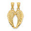 14K Yellow Gold Diamond-Cut Break Apart Wings Pendant for Unisex Elegance