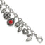 Stainless Steel Polished & Antiqued Synthetic Jade & Red Glass with ext. Charm Bracelet for Women