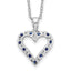 Sophia Jewelers Sterling Silver Platinum-Plated Heart Necklace with Diamond & Sapphire