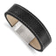 Stainless Steel Brushed Black Leather Bracelet for Men