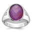 14k White Gold Mens Oval Ruby Doublet Stone and 1/15 carat Diamond Complete Ring