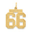 14K Gold Satin Number 66 Charm with Brushed Finish Medium
