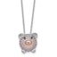 Cheryl M Sterling Silver Rhodium and Rose Gold-plated Polished Multicolor CZ Pig 16 Inch with 2 Inch Extension Necklace