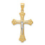 10K Gold Fleur De Lis Crucifix Pendant with Rhodium Accents, Polished Finish