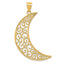 14K Gold Filigree Moon Pendant with Polished Finish Elegant Design