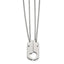Split Hearts Dog Tag Necklace Set in Stainless Steel with CZ