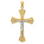 14K Two-Tone Gold Crucifix Pendant with Solid Cast Design 50mm
