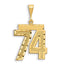 14K Gold Large Diamond-Cut Number 74 Charm with Brushed Finish