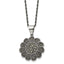 Stainless Steel Antiqued and Polished Marcasite Flower 20in Necklace
