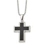 Sophia Jewelers Men's Stainless Steel Cross Pendant Necklace with Black Carbon Fiber