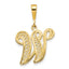 14K Gold Polished Filigree W Initial Pendant Large Elegant Design