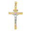 14K Two-Tone Gold INRI Crucifix Pendant with Polished Finish Elegant Design