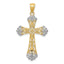 14K Gold Rhodium Plated Diamond-Cut Cross Pendant Elegant Solid Design