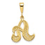 14K Gold Polished Filigree Letter A Pendant Elegant Script Design