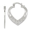 Sterling Silver Filigree Heart Hoop Earrings, Polished & Anti-Tarnish Finish