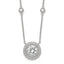 Sterling Silver RH-plated Round CZ Pendant With 2in. ext. 4-Station Necklace