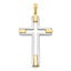 14K Two-Tone Gold Cross Pendant with Elegant Flat Back Design 50mm