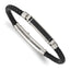 Stainless Steel Polished and Textured Black IP-plated Black Braided Leather Adjustable 7.5 and Bracelet