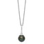 Sterling Silver Rhodium-Rhodium-Plated 9-10mm Black Teardrop Tahitian Saltwater Cultured Pearl 17 inch Necklace