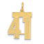 14K Gold Brushed Satin Number 41 Charm Medium, Laser Cut