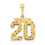 14K Gold Diamond-Cut Number 20 Charm with Polished Finish