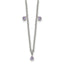 Stainless Steel Polished Purple Crystal 17.5in With 2 Inch Extention Necklace