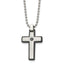 Chisel Stainless Steel Brushed and Polished Black IP-plated CZ Cross Pendant on a 20 inch Ball Chain Necklace