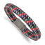 Stainless Steel Antiqued & Polished Multi-Color Leather with Wire Bracelet