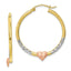 10K Two-Tone Gold Diamond-Cut Heart Hoop Earrings with Rhodium Finish