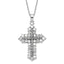 Sophia Jewelers Sterling Silver CZ Cross Necklace with Polished Antiqued Finish