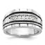 14k White Gold with Black Rhodium Men's Polished Satin and Textured 7-Stone 1/2 Carat AA Quality Dia