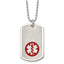 Chisel Stainless Steel Brushed and Polished with Red Enamel Medical ID Dog Tag on a 22 inch Ball Chain Necklace