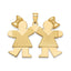 14K Solid Engravable Large Double Girls with Bows Charm