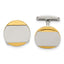 Stainless Steel Gold-Tone Circle Cuff Links
