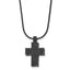 Black Crystal Cross Necklace in Black IP Stainless Steel